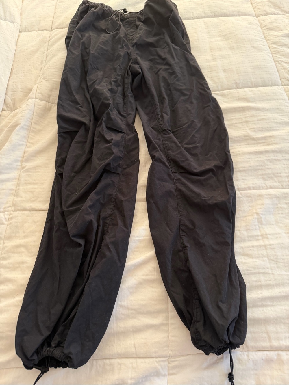Zara Black Elastic Waist Drawstring Track Pants